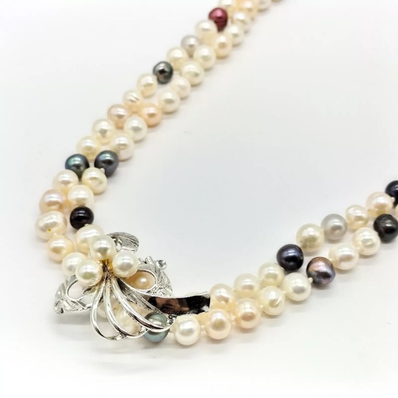 Jewelry Necklace Pearl Silver Multi Color 1318004